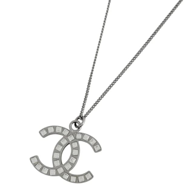 Chanel Necklace CC Logo Metal Rhinestone Silver in Silver from The Reluxe, photo 1 of 1