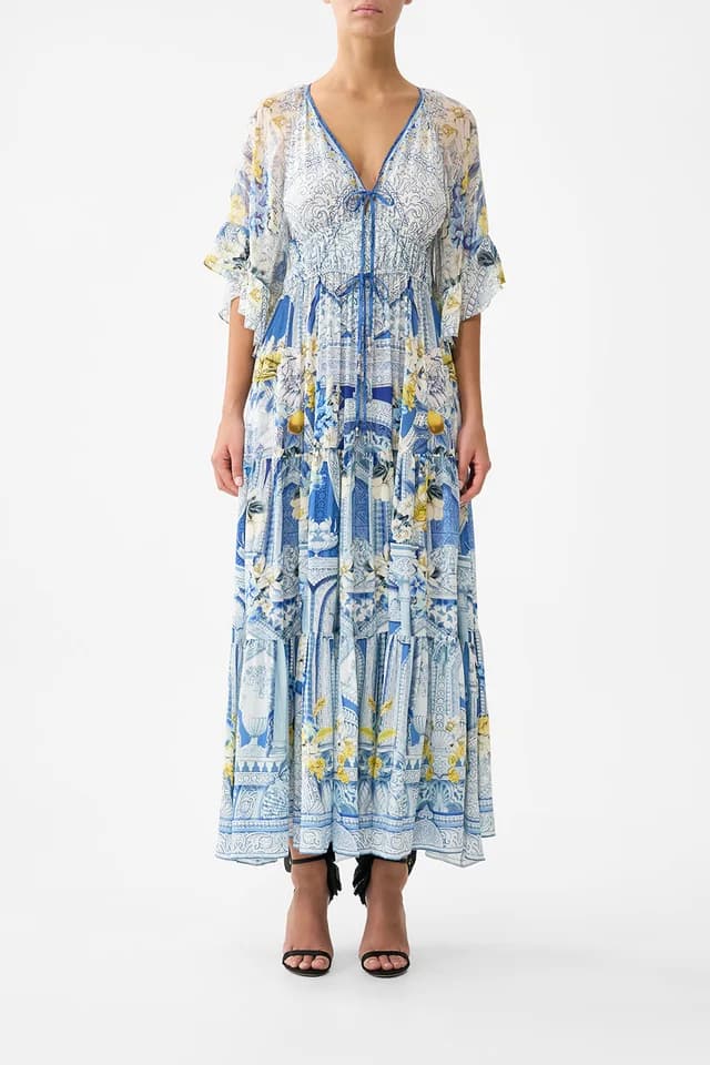 Camilla eBoutique RUFFLE SLEEVE LONG DRESS DE NADA GRANADA, image 1 of 1 from CAMILLA