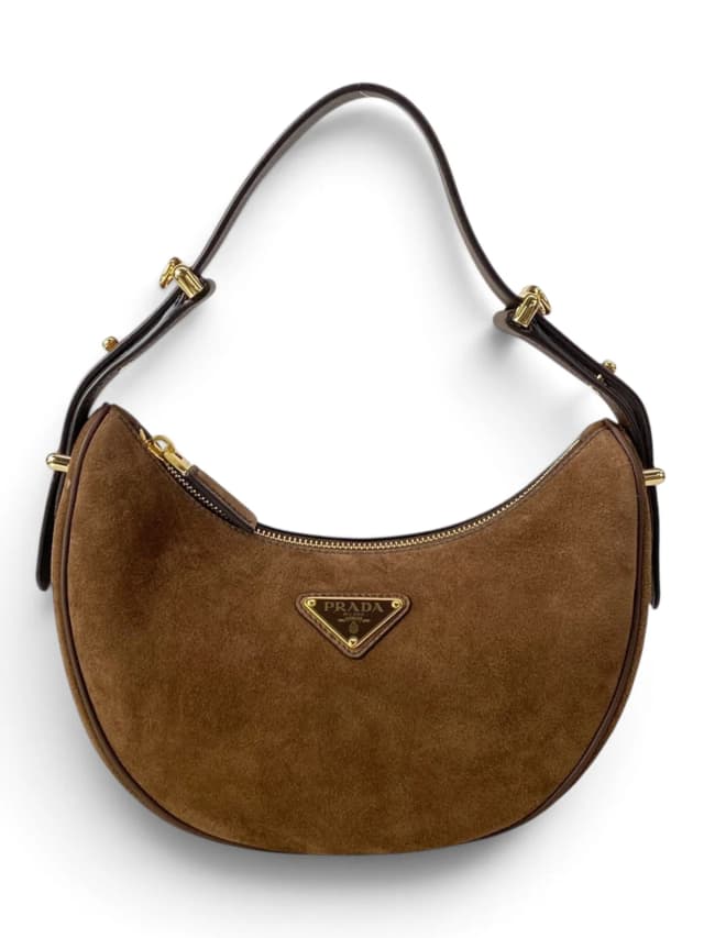 Prada Brown Suede Leather Arque Small Two Way Full Set in Brown Suede from Season 2 Consign, photo 1 of 1