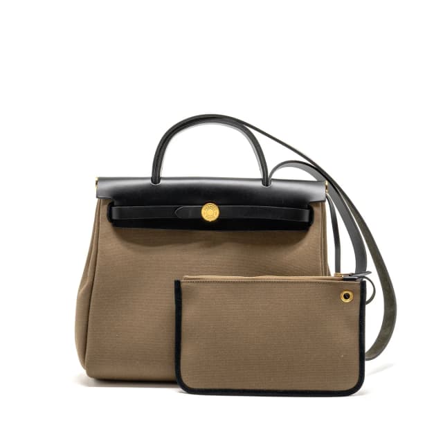 Hermès Herbag 31 hunter leather/ canvas toundra / black GHW stamp B in Black Canvas from EMIER, photo 1 of 1