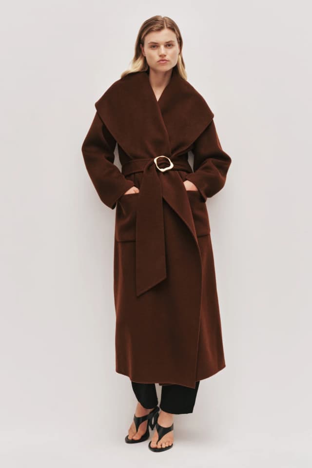 AJE Eclipse Wool Coat in DARK CHOCOLATE, image 1 of 1 from Aje