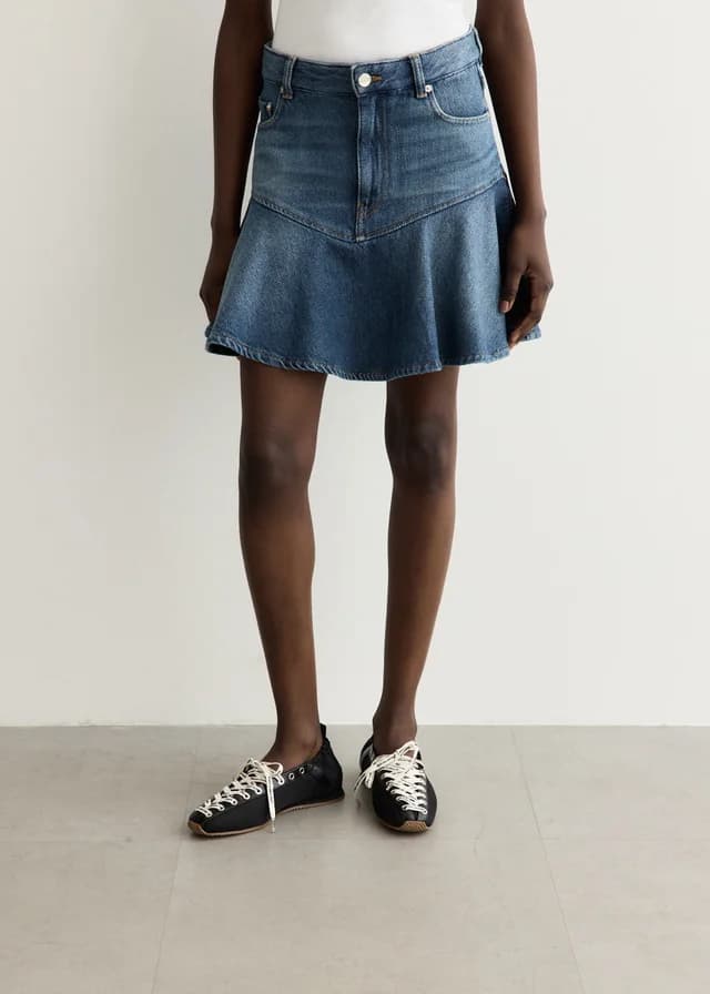 Ganni Heavy Denim Mini Skirt in Dark Blue Vintage, image 1 of 1 from Incu