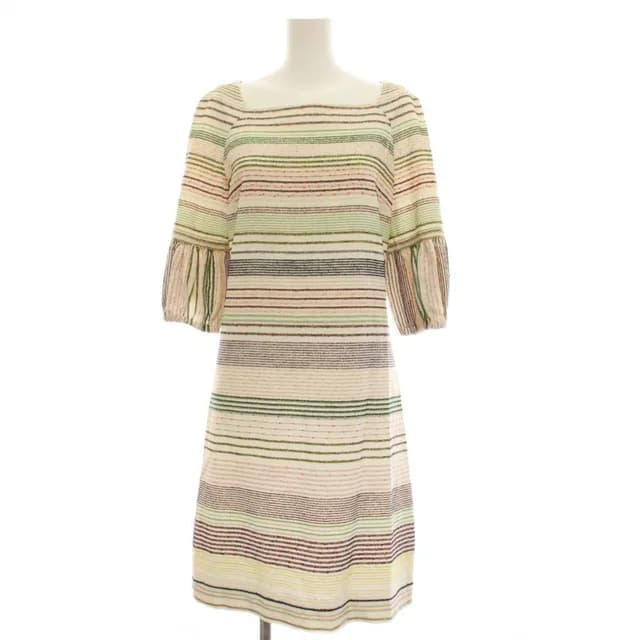 Chanel Dress Knee Length Half Sleeve Border Pattern Wool Nylon 36 White in White Nylon from The Reluxe, photo 1 of 1