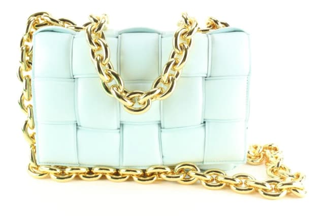 Bottega Veneta Light Blue The Chain Cassette Padded Leather in Blue Leather from Bagriculture, photo 1 of 1