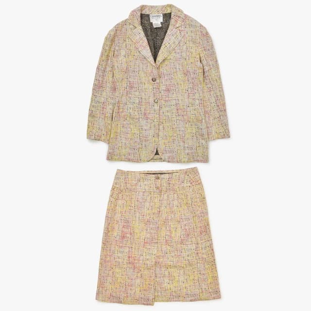 Chanel Tailored Suit Set Tweed CC Logo Jacket Skirt in Tweed from The Reluxe, photo 1 of 1