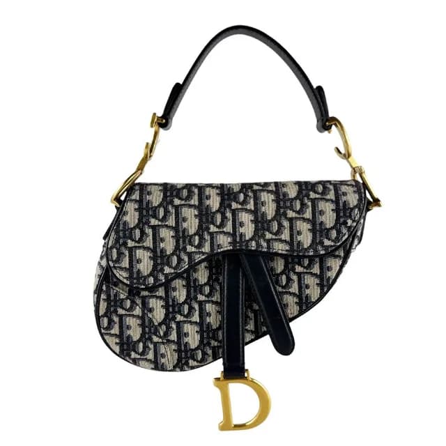 Dior Saddle Bag Handbag Navy in Navy Canvas from The Reluxe, photo 1 of 1