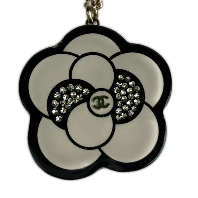 Chanel Camellia CC Logo Flower Motif Necklace Rhinestone Black White in Black from The Reluxe, photo 1 of 1
