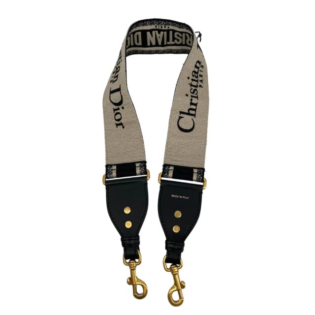 Dior Embroidered Oblique Canvas Shoulder Strap Black in Black Canvas from Dallas Designer Handbags, photo 1 of 1