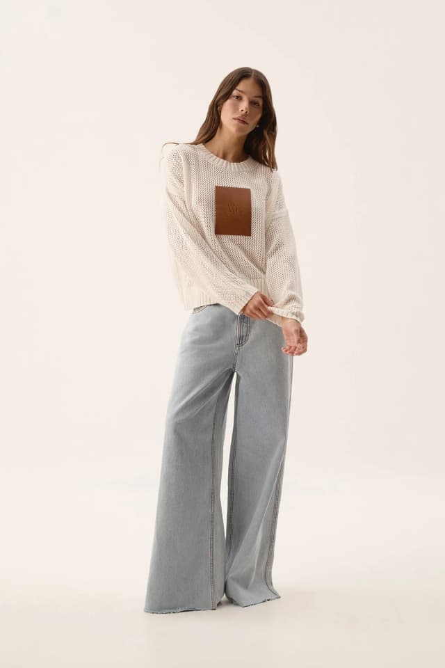 AJE Prima Logo Knit Jumper in IVORY, image 1 of 1 from Aje