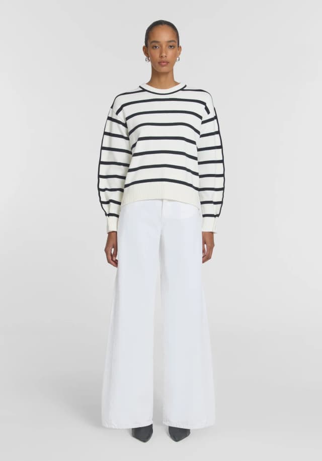 VIKTORIA & WOODS Scenario Knit in IVORY/BLACK STRIPE, image 1 of 1 from Viktoria & Woods