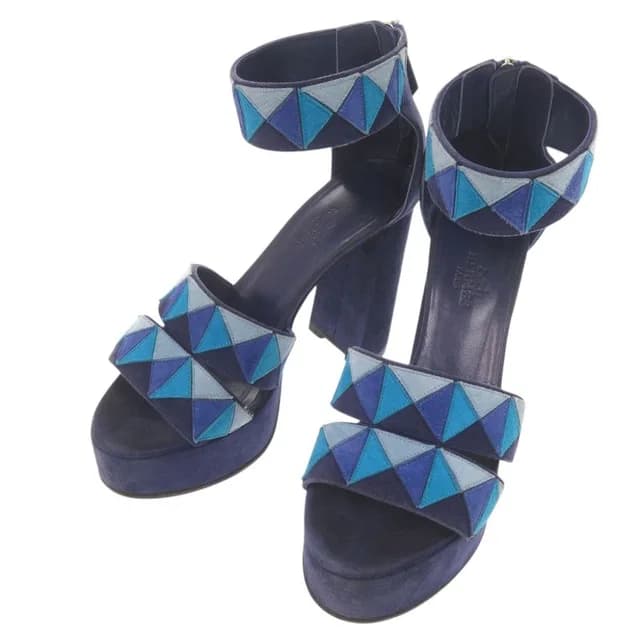 Hermès Ankle Strap Suede Blue Sandals 36 in Blue Suede from The Reluxe, photo 1 of 1