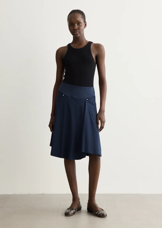Peachy Den The Joni Midi Skirt in Navy, image 1 of 1 from Incu
