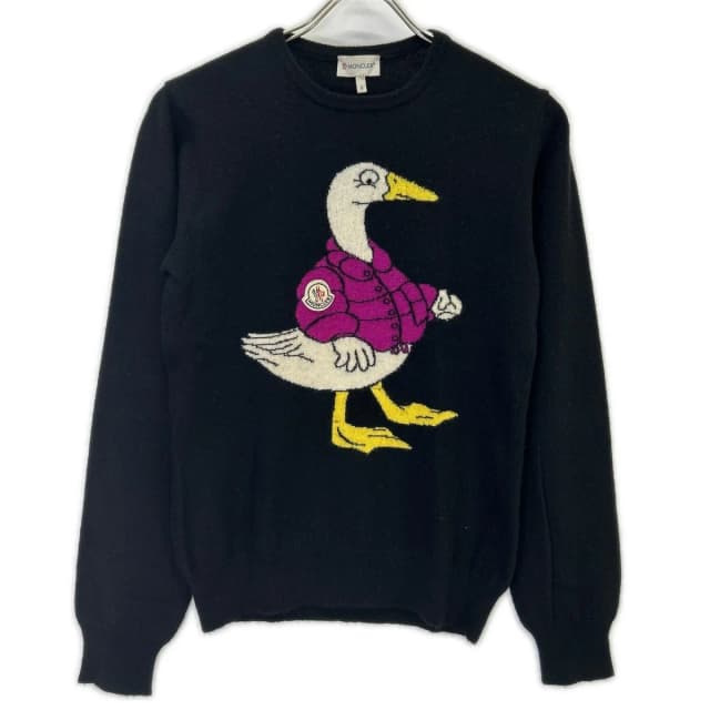 Moncler Black Cashmere Blend Crew Neck Knit Sweater in Black Cashmere from The Reluxe, photo 1 of 1