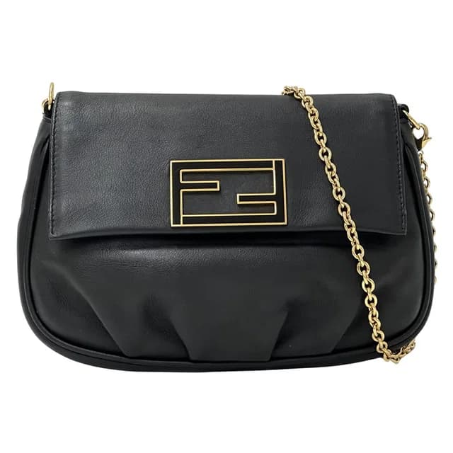 Fendi Shoulder Bag Leather Black Chain Small in Black Leather from The Reluxe, photo 1 of 1