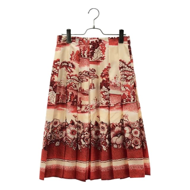 Gucci All Over Print Pleated Skirt Red 42 in Red Silk from The Reluxe, photo 1 of 1