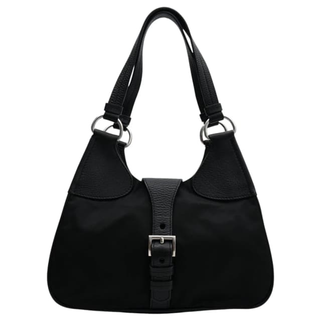 Prada Belt Design Tessuto One Shoulder Bag Black in Black Nylon from VINTAGE QOO TOKYO, photo 1 of 1