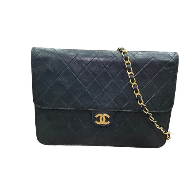 Chanel Black Lambskin Matelasse Half Flap, Medium in Black Lambskin from SparklesnDreams, photo 1 of 1