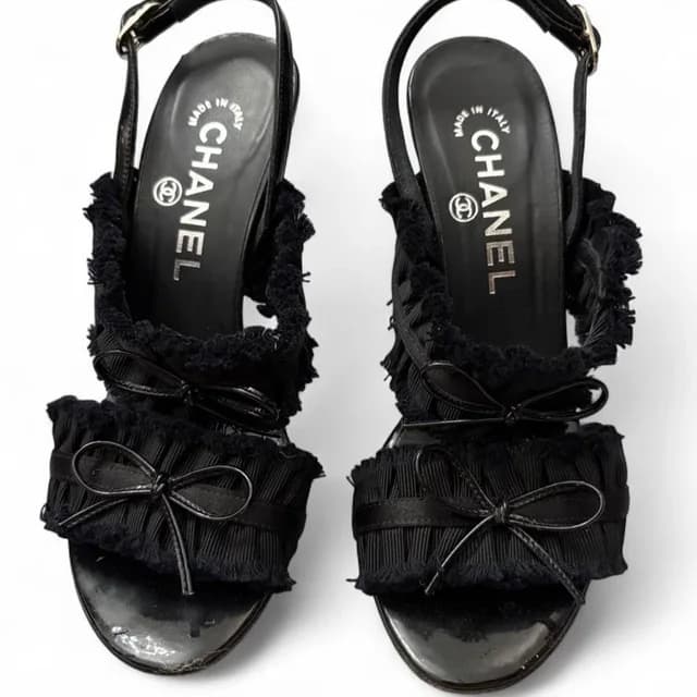 Chanel Women's Footwear - Black - US 5 in black Patent leather from Depop, photo 1 of 1