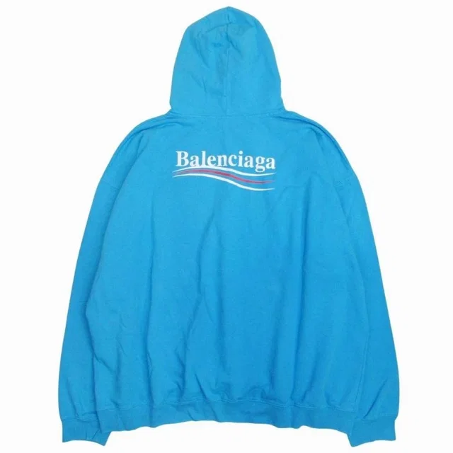 Balenciaga Political Campaign Logo Print Hoodie Sweatshirt M Blue in Blue from The Reluxe, photo 1 of 1