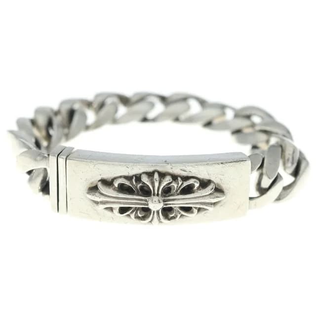 Chrome Hearts ID Floral Cross ID Classic Link Bracelet 13 Silver in Silver from The Reluxe, photo 1 of 1