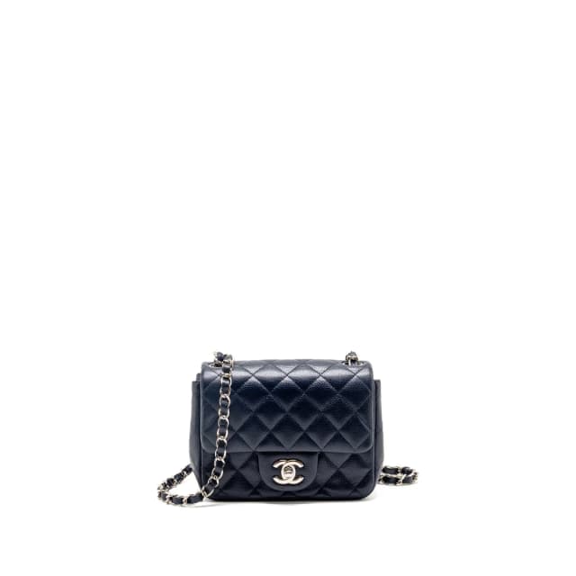 Chanel classic mini square flap bag caviar navy SHW in Navy Caviar leather from EMIER, photo 1 of 1