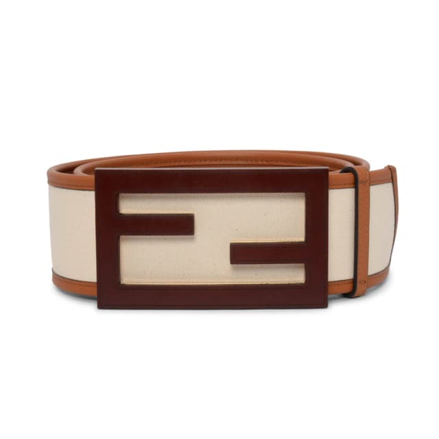 Fendi Vitello & Canvas King FF Belt in Ivory Canvas from Blue Spinach, photo 1 of 1