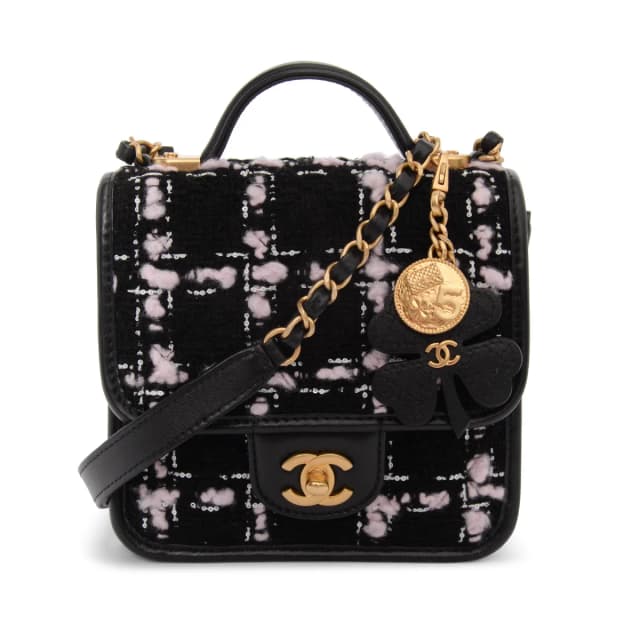 Chanel Mini Flap Bag with Handle in Black & Pink Tweed from Blue Spinach, photo 1 of 1