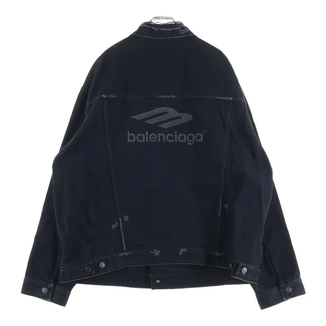 Balenciaga Sports Icon Denim Jacket Black in Black Denim from The Reluxe, photo 1 of 1