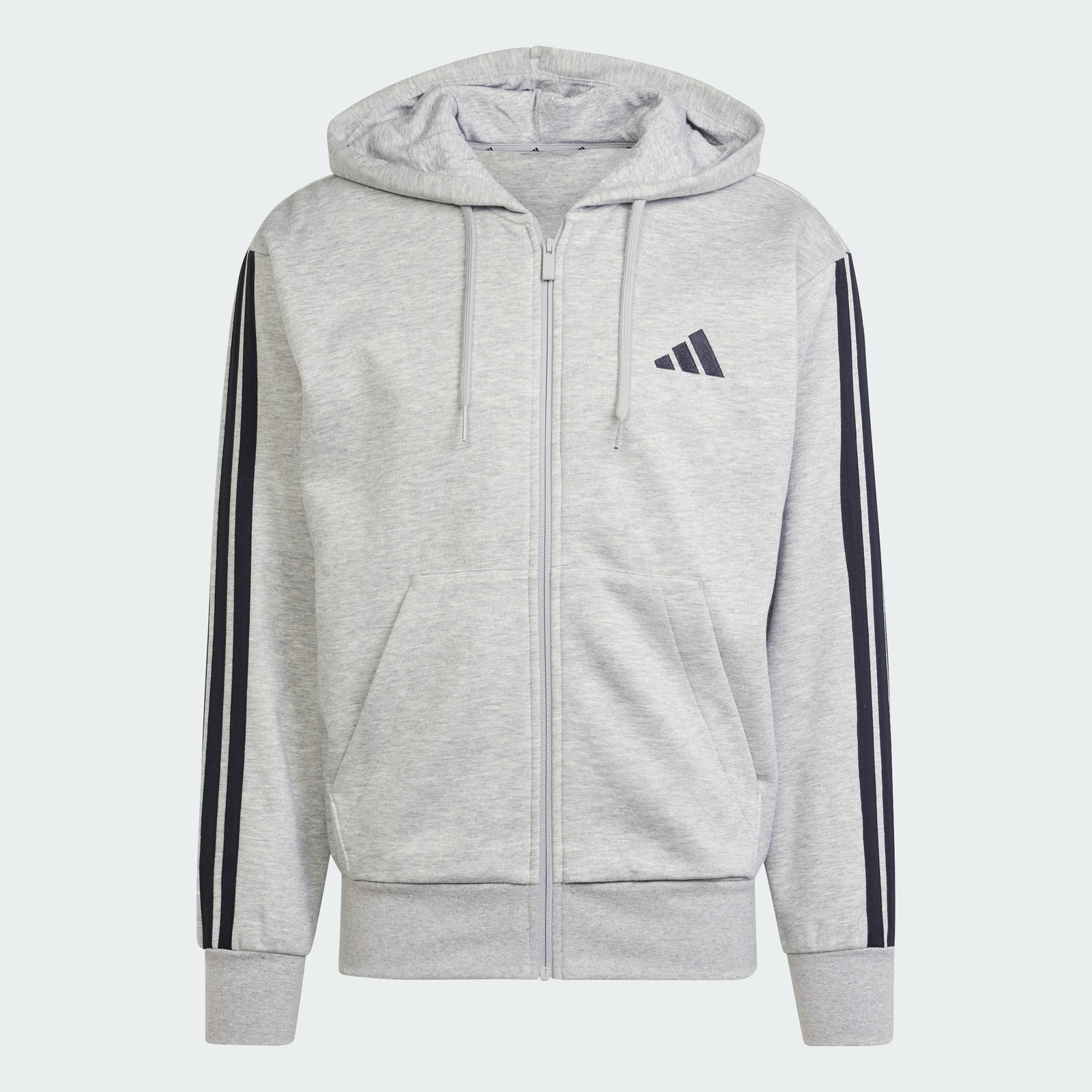Essentials 3-Stripes Fleece Hoodie in Grey, image 1 of 1 from adidas (US)