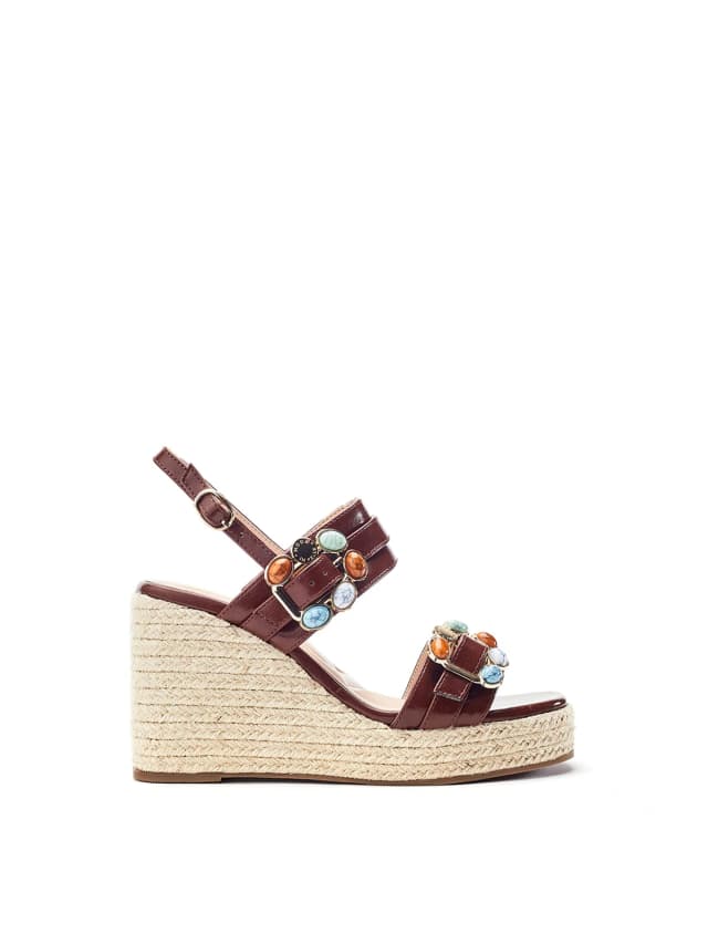 Moda In Pelle Moyra Wedge Sandals Brown in TAN, image 1 of 1 from Fenwick