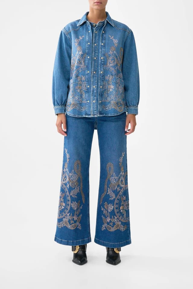 Camilla eBoutique LALITA ACE OF LACE LONG LINE SHIRT DENIM, image 1 of 1 from CAMILLA