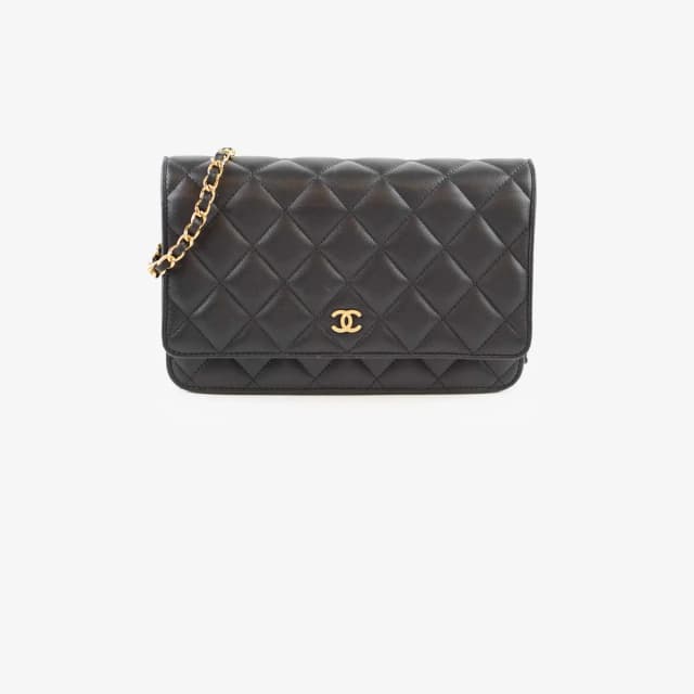 Chanel Black Lambskin Classic Wallet on Chain GHW in Black Lambskin from The Purse Affair, photo 1 of 1