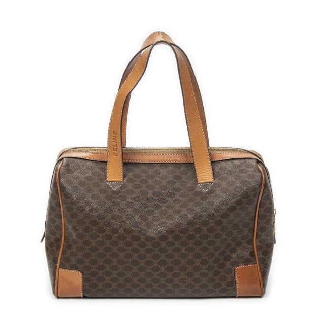 Celine Vintage Small Boston Brown Tan Macadam Canvas Shoulder Bag in Brown Canvas from The Reluxe, photo 1 of 1