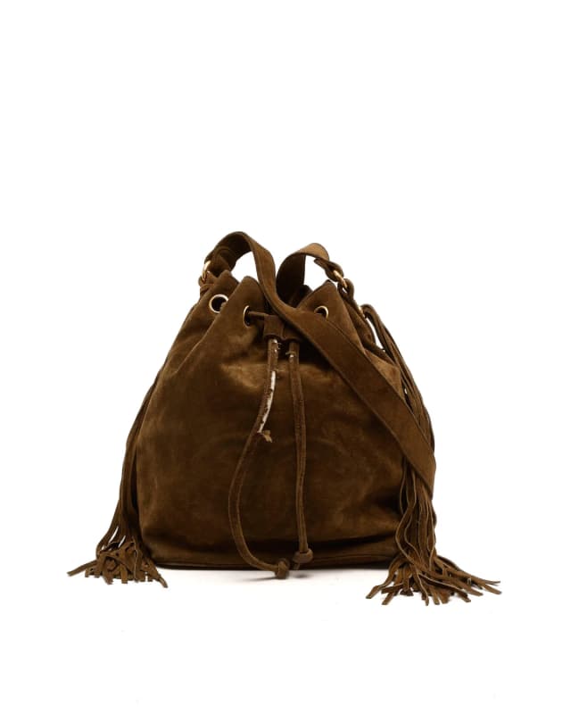 Chanel Coco Mark Drawstring Fringe Bag in Suede from A Retro Tale, photo 1 of 1