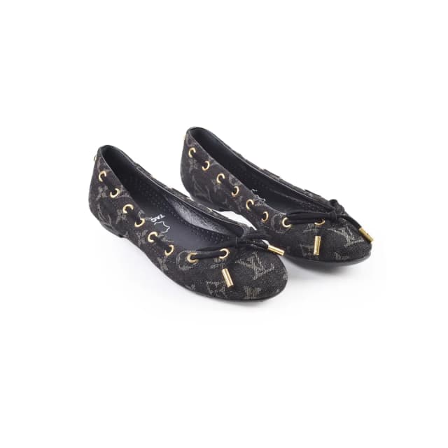 Louis Vuitton Flat Ballerina Black Size 34.5 in Black Denim from The Purse Affair, photo 1 of 1