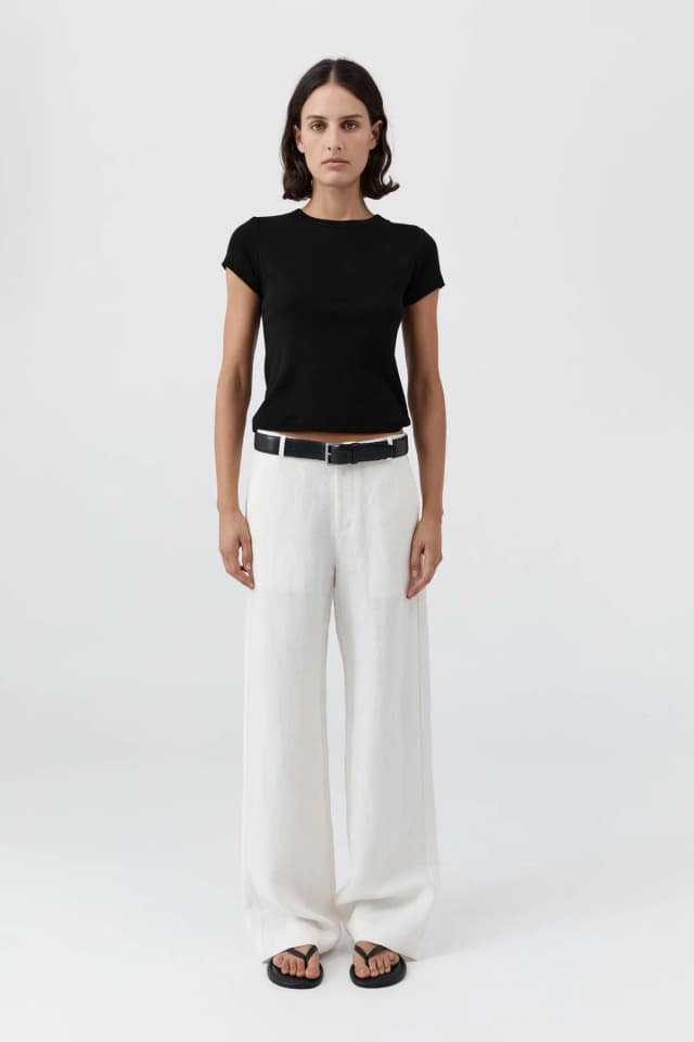 St Agni Fine Band Carter Trouser - Off White, image 1 of 1 from St. Agni