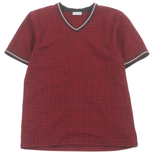 Dior Homme 100% Wool Gingham Check V-neck Short Sleeve T-Shirt in Wool from The Reluxe, photo 1 of 1