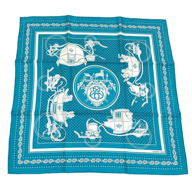 Hermès Carre 55 Ex Libris 100% Silk Scarf Turquoise in Blue Silk from The Reluxe, photo 1 of 1