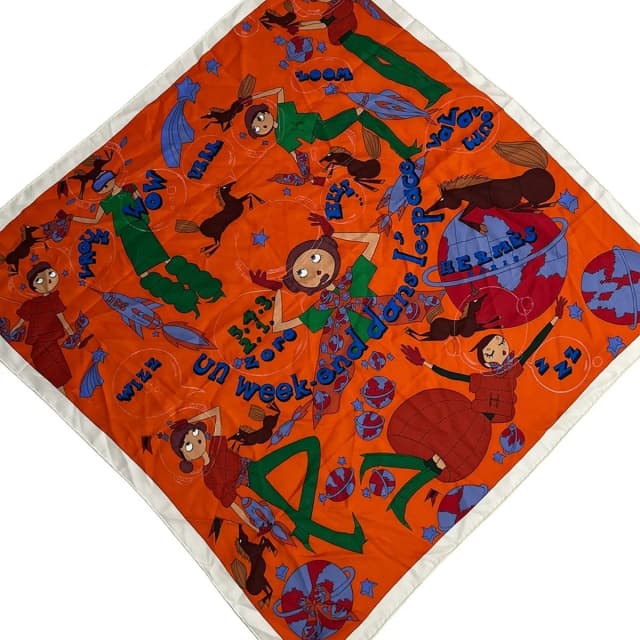 Hermès Scarf Carre 70 Orange Green Multi Un Week End Dans L'espace in Green from The Reluxe, photo 1 of 1