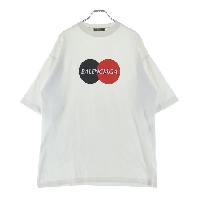 Balenciaga Master Card Logo Print Crew Neck Short Sleeve T-Shirt White in White from The Reluxe, photo 1 of 1