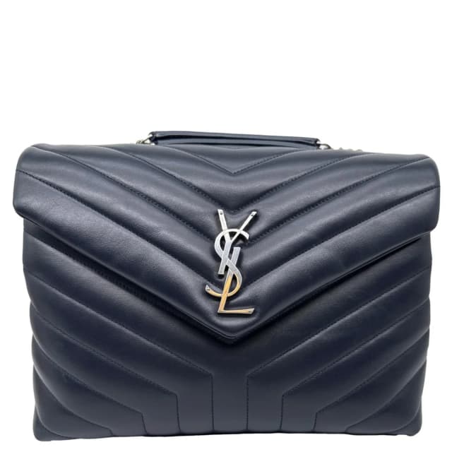 Saint Laurent Loulou Medium Quilted Leather Crossbody Bag Navy Blue in Navy Leather from Dallas Designer Handbags, photo 1 of 1