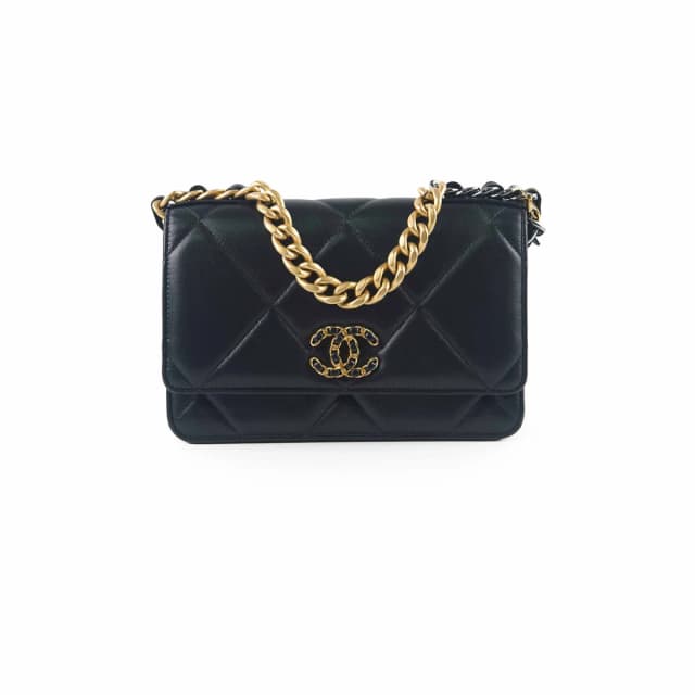 Chanel 19 Wallet On Chain WOC Lambskin Black in Black Lambskin from The Purse Affair, photo 1 of 1