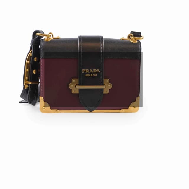 Prada Cahier Crossbody Burgundy/Black in Black Leather from The Purse Affair, photo 1 of 1