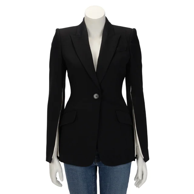 Alexander McQueen Blend Split Sleeve Jacket IT 38 in Black Wool from Blue Spinach, photo 1 of 1
