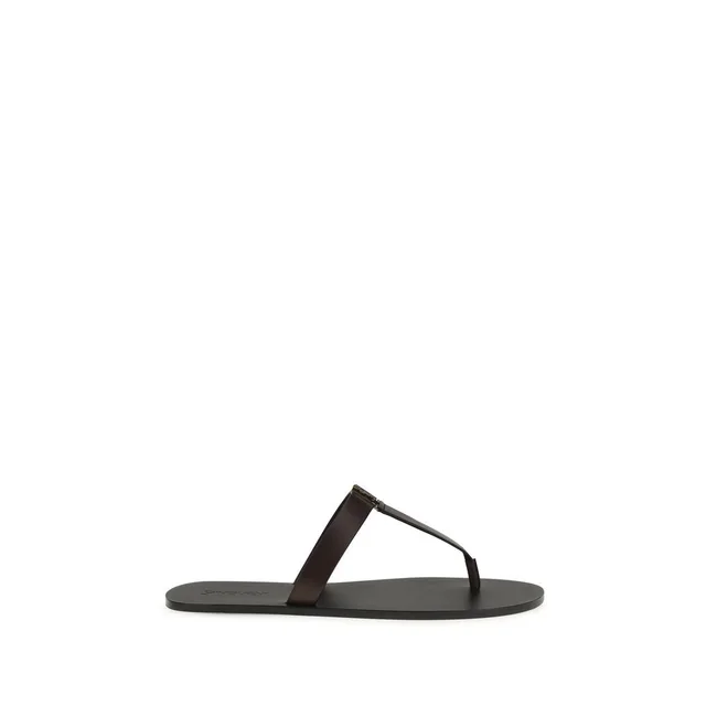 Saint Laurent Brown Calf Leather Bos Taurus Flat Sandals in Brown Calfskin from HEWI, photo 1 of 1