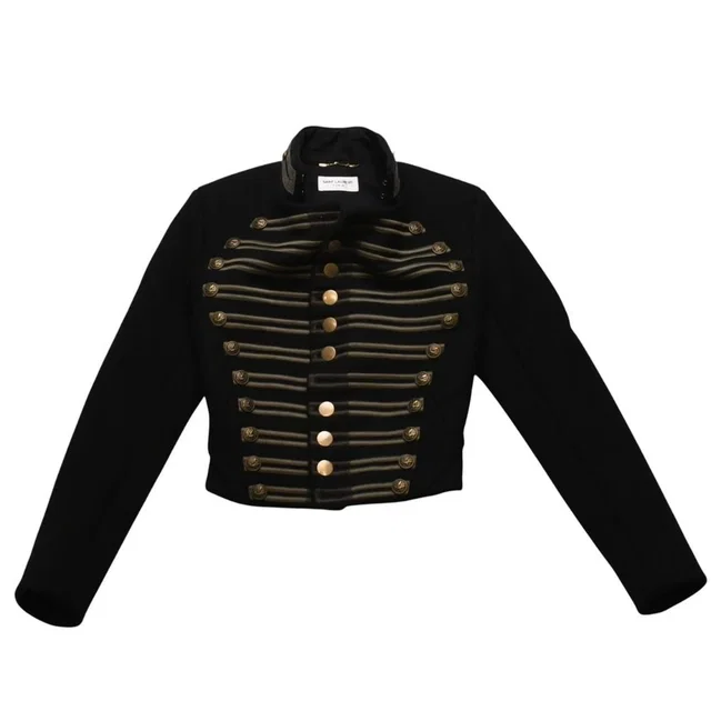 Saint Laurent Napoleon Jacket Hedi Slimane Era Black Gold in Black Nylon from The Reluxe, photo 1 of 1