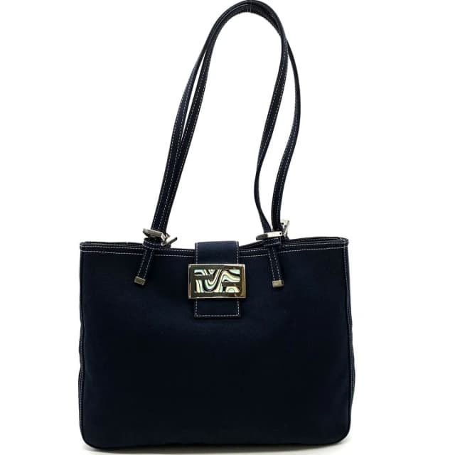 Fendi Tote Marble FF Logo Shoulder Bag Mamma Bucket Canvas Navy in Navy Canvas from The Reluxe, photo 1 of 1