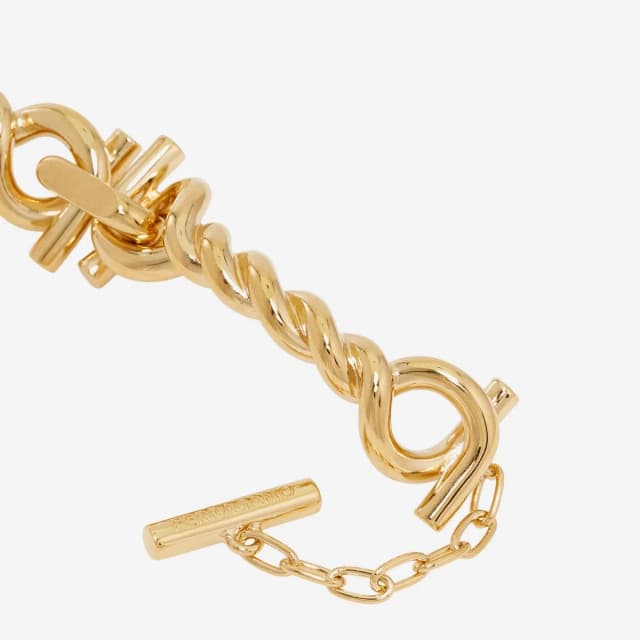 Ferragamo Torchon Hook Gold-Tone Brass Necklace — Gold Necklaces in Gold from HEWI, photo 1 of 1