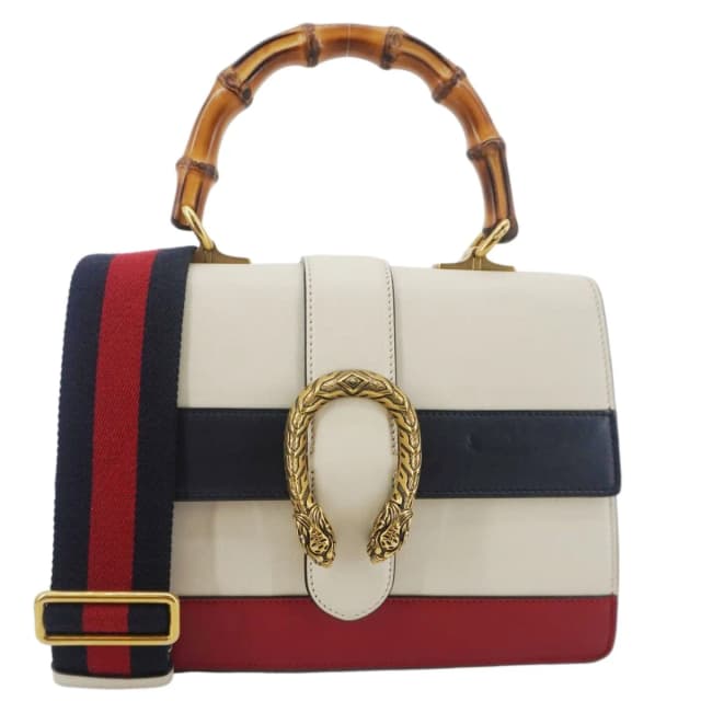 Gucci Dionysus Bamboo Medium Leather Top Handle Shoulder Bag White 448075 in White Leather from Dallas Designer Handbags, photo 1 of 1