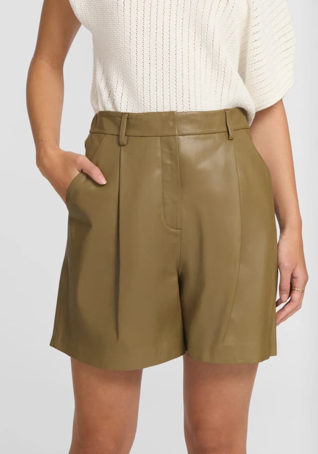 VIKTORIA & WOODS Vulture Leather Short in Sage, image 1 of 1 from Viktoria & Woods